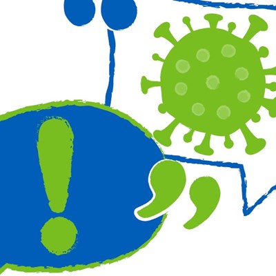 Graphic of speech bubbles showing covid and concern