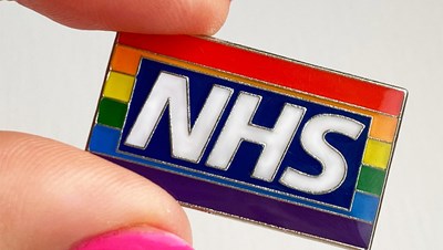 NHS rainbow pin badge