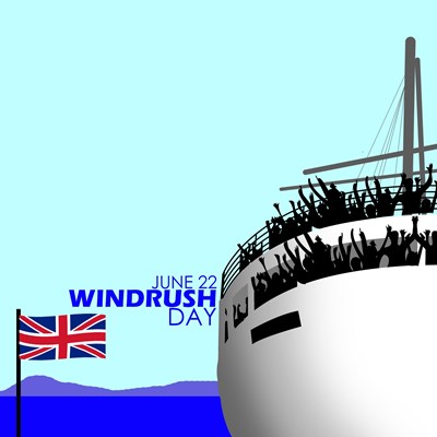 Graphic of the Empire Windrush boat 