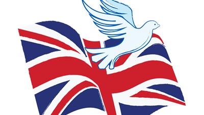 Dove over UK flag