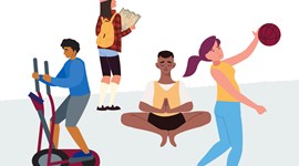 An illustration of people exercising