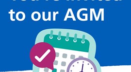Graphic with a calendar that says "You're invited to our AGM"
